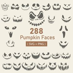 halloween pumpkin faces svg and png for use in design projects, cards or scrapbooks