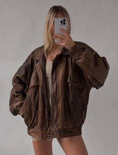 Women Oversize Real Leather Jacket Bomber Style Biker Distressed Wax Brown Handmade Soft Sheepskin Leather Motorcycle Streetwear Winter Coat... This product is handmade oversize bomber style biker high quality A grade Medium weight real sheepskin leather. Material, Sheepskin Leather Lining, Polyester Collar, Bend Closure, Zipper / Popper Sleeve, Long Sleeves  Colour, Distressed Wax Brown  Style, Oversize / Bomber / Biker / Streetwear  *Shipping Policy: We Offer Worldwide Shipping.  * We ship our Women Casual Wear, Look Grunge, Leather Jacket Women, Womens Jackets Casual, Grunge Look, Real Leather Jacket, Vintage Leather Jacket, Oversized Jacket, Genuine Leather Jackets