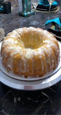 a bundt cake sitting on top of a white plate