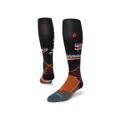 Celebrate Pride Month with the San Francisco Giants by grabbing these exciting Stance Diamond Pro Over the Calf Socks. Their seamless toe closure and ankle cushioning provide the perfect fit and their moisture-wicking fibers work to keep you comfortable all day long. With a fun design and woven San Francisco Giants graphics, these Pride socks ensure you're repping your team from head to toe.Celebrate Pride Month with the San Francisco Giants by grabbing these exciting Stance Diamond Pro Over the Fitted Black Sports Socks, Black Running Socks With Arch Support, Black Training Socks With Arch Support, Black Sports Socks, Black Knee-high Sports Socks, Over The Calf Socks, Calf Socks, San Francisco Giants, Men Shoes Size