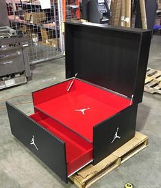 an open box sitting on top of a pallet