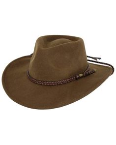 Cowboy Hat Styles, Adventure Hat, Outback Hat, Hat Styles, Crown Heights, Leather Hat, Men's Hats, Leather Hats, Felt Hat