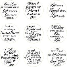 some type of wedding stickers with words on them