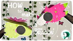 two paper dragon cut outs on top of each other with words written below them that read how to make a paper dragon like creature