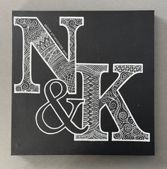 the letter n and k is made up of intricate designs on black paper with white ink