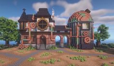 Minecraft Observatory Telescope, Ville Steampunk, Steampunk Building, Modded Minecraft, Minecraft Town, Minecraft Steampunk, Minecraft Create, Steampunk City