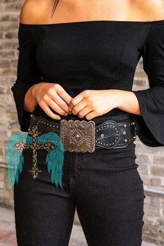 Black Faux Leather Studded Wide Belt Concho Belt, Black Leather Belt, Wide Belt, Black Faux Leather, Online Retail, Vintage Silver, Leather Belt, Sequin Skirt, Leopard Print