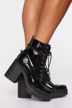 Available in Black and Wine Lace Up Inside Zipper 3.75 Inch Chunky Heel Imported | On Call Booties in Black size 6.5 by Fashion Nova Fashion Nova Models, Leather Lace Up Boots, High Heel Boots Ankle, Black High Heels, Fashion Books, Black Booties, High Heel Boots, Lace Boots, Chunky Heel