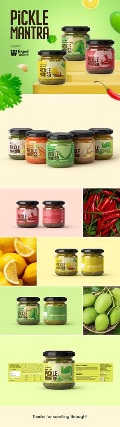 an advertisement for pickle maniara with images of pickles, peppers and lemons