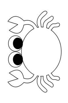 a black and white drawing of a crab with two eyes on it's back