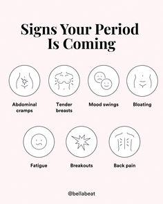 Wondering if cramps and bloating are one of a signs of your period coming tomorrow? Here are seven signs to watch out for and how to prepare! Signs Your Period Is Coming, Low Estrogen Symptoms, Period Humor, Period Kit, Too Much Estrogen, Period Hacks, Menstrual Health