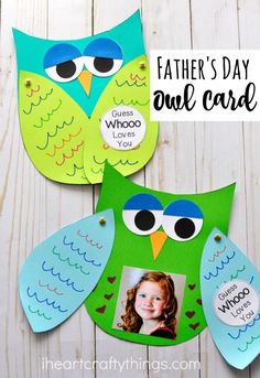 father's day owl card made out of paper with an image of a child on it