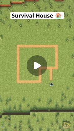 an aerial view of a game with the words survival house on it and a video player in