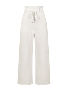 Add some flair to your wardrobe with our Iconic High Rise Pocketed Trouser Pants in classic white. Featuring a chic bow-tie belt, these pants are perfect for any stylish occasion. Stay comfortable all day long with the high rise fit and functional pockets. Upgrade your look with a touch of playful sophistication! Size Guide: Model is 5’6” tall, and has a 32.2” bust, 26.2” waist, & 34.8” hips. She is wearing a S / US 4 / AU 8. This pants is true to size. Material: 100% Polyester . Feature: Side Pockets. High rise. Straight leg. Front zip fly. Adjustable Bow-Tie Belt. Not Lined. Care Instructions: Machine wash / Cold hand wash White High Waisted Pants, Professional Pants, Formal Pants, Upgrade Your Look, Daily Dress, Crop Top Blouse, Dress Jewelry, Maxi Dress Party, White Pants