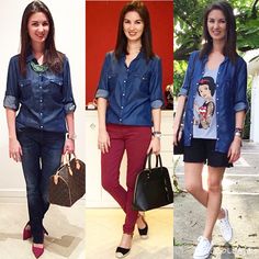 Peça da vez: camisa jeans Look 1: all jeans e scarpin rosa  Look 2: com calça colorida e espadrile Look 3: como terceira peça em look casual Work Clothes Ideas, Jeans Look, Casual Chique, Moda Jeans, All Jeans, Look Casual, Creative Expressions, Dream Dress, Casual Looks