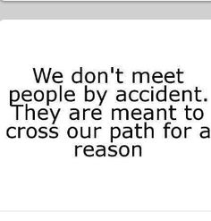 an image of a quote that reads, we don't meet people by accident they are meant to cross our path for a reason