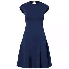 A Clean-Lined Back Cutout And A Streamlined Fit-And-Flare Silhouette Dial Up This Dress's Modern Chic For Day Or After Dark. Details. Fit-And-Flare Silhouette. Rounded Neckline. Concealed Centre Back Zipper With A Hook-And-Eye Closure. Cap Sleeves. Cutout Back. Fully Lined. Shell: 77% Viscose, 20% Nylon, 3% Elastane. Lining: 100% Polyester. Dry Clean. Model Is 5'10"/178 Cm And Wears A Size 4. Color: Cruise Navy Belted Shift Dress, Camo Dress, Striped T Shirt Dress, Polo Shirt Dress, Collared Shirt Dress, Silk Floral Dress, Soft Clothes, Dress Shirt Sleeves, Ralph Lauren Dresses