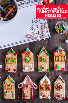 gingerbread houses made out of graham crackers and candy