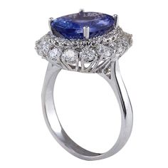 Stamped: 14K White GoldTotal Ring Weight: 5.5 GramsRing Length: N/ARing Width: N/AGemstone Weight: Total Natural Tanzanite Weight is 5.12 Carat (Measures: 12.95x9.90 mm)Color: BlueDiamond Weight: Total Natural Diamond Weight is 1.50 CaratColor: F-G, Clarity: VS2-SI1Face Measures: 10.90x16.78 mmSku: [702344W] Dazzling Sapphire Ring With Halo Setting For Formal Occasions, Cushion Cut Gemstones With Prong Setting For Formal Occasions, Formal Cluster Gemstones Fine Jewelry, Cushion Cut Fine Jewelry Gemstones For Formal Occasions, Marquise Gemstone Platinum Rings, Formal Sapphire Ring With 17 Jewels In Platinum, Classic Tanzanite Ring For Formal Occasions, Elegant Multi-stone Rings For Formal Occasions, Formal Tanzanite Diamond Ring With Center Stone