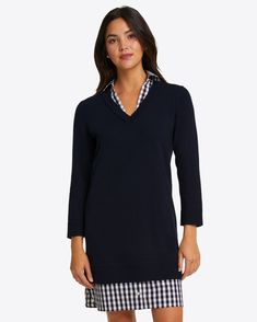 Wool and Cotton Combo Sweaterdress – Draper James Classic Sweater Dress For Work, Preppy Dresses For Work In Fall, Preppy Dresses For Fall Workwear, Classic Sweater Dress For Work In Fall, Classic Fall Sweater Dress For Work, Preppy Fall Workwear Dresses, V-neck Sweater Dress For Work In Fall, Casual V-neck Sweater Dress For Work, Maxi Outfits