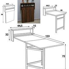 the table is shown with measurements for it