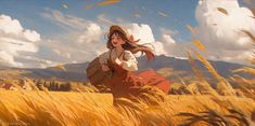 ArtStation - Wheat fields Sunflower Field Drawing, Harvest Drawing, Wheat Field Painting, Wheat Drawing, Field Of Wheat, Journal Photos, Background Drawing, Wheat Field, Childrens Books Illustrations