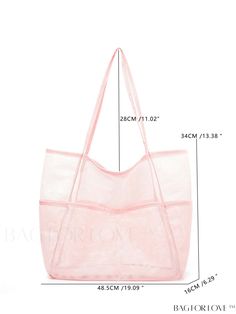 BagForLove - Large Capacity Hollow Polyester Mesh Beach Bag - Travel Washing & Swimming Storage Bag, Minimalist Design (Ideal Mothers Day Gift) Product Description Color Baby Pink Strap Type Double Handle Pattern Type Plain Style Vacation Type Shopper Bag Bag Size Oversized Features Foldable Closure Type No-closure Material Polyester Composition 100% Polyester Size Chart INCH CM Bag Length Bag Width Bag Height 24.8 inch 7.9 inch 15.4 inch Bag Length Bag Width Bag Height 63 cm 20 cm 39 cm Details Linen Handbags, Mesh Beach Bags, Bag Minimalist, Yellow Violet, Mint Blue, Shopper Bag, Bag Set, Beach Bag, Womens Tote Bags