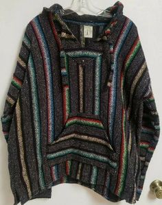 Artilana Poncho Hoodie Adult XL  Colorful Striped Mexico Sweater/pullover. In excellent condition. Oversized Multicolor Hooded Top, Multicolor Hooded Sweatshirt For Fall, Oversized Multicolor Hooded Sweater, Casual Multicolor Fall Poncho, Casual Multicolor Cotton Poncho, Casual Oversized Multicolor Poncho, Casual Multicolor Poncho For Winter, Multicolor Oversized Hooded Sweatshirt, Oversized Multicolor Hooded Sweatshirt