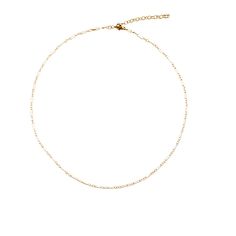 Our stunning Lily Chain Necklace is a must-have addition to your jewelry collection. Meticulously crafted from high quality gold fill that contains 100 times more gold than standard plating, this necklace is designed for exceptional durability and long-lasting beauty.   Featuring alternating long and round links, freshwater pearl accents, a lobster clasp, and 2-inch extender links, this necklace exudes elegance and sophistication. Store Astor & Orion jewelry in the cloth pouch provided to protec Yellow Gold 14k Gold-filled Necklace With Adjustable Chain, Elegant Charm Necklaces With Figaro Chain, Elegant Figaro Chain Link Charm Necklaces, Elegant Figaro Chain Link Charm Necklace, Delicate Gold-plated Choker Necklace, Delicate Gold-plated Chain Necklace, Elegant Recycled Gold Chain Necklace, Gold Plated Delicate Chain Choker Necklace, 14k Gold Figaro Chain Link Necklace