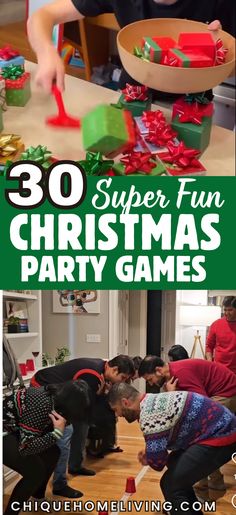 some kids are playing with christmas party games