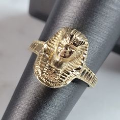 A Womens Vintage Estate 14k Yellow Gold King Tut Ring. The Ring Weighs 3.6g And Is A Size 6.75. Ring Measures About 9/16" Wide And Is Marked On The Inside Of The Ring. Any Questions Please Do Not Hesitate To Ask. Be Sure To Check Out Some Of Our Other Great Pieces Of Jewelry For Sale. Thank You. Egyptian King, Egyptian Kings, Jewelry For Sale, King Tut, Womens Jewelry Rings, Yellow Gold, Women Jewelry, Size 6, Ring