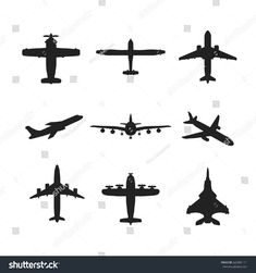 airplane silhouettes on white background