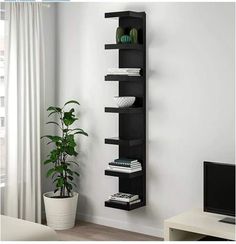 PRICES MAY VARY. Black/Brown,Can be Mounted Vertically or Horizontally Shallow shelves help you to use the walls in your home efficiently. They hold a lot of things without taking up much space in the room. Choose if you want to mount the shelf horizontally or vertically on the wall. Good to know When the wall shelf unit is hung in a horizontal position the total max. load is 55 lbs. When hung in a vertical position the max. load is 6 lbs per shelf. This furniture must be secured to the wall wit Ikea Lack Shelf, Lack Shelf, Wall Shelf Unit, Ikea Lack, Shelf Unit, Wall Shelf, The Wall, Tv, Living Room