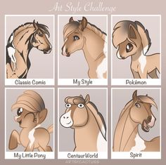 the different horse's facial expressions are shown