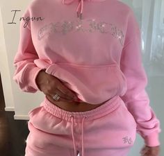 Ingvn Tracksuit 2 Piece Women Set Oversize Hoodies Sweatshirt Loose Sweatpants Joggers Sport Suit Women Outfits Sweatsuit Track Suits Women, Loose Sweatpants, Sweats Outfit, Sport Suit Women, Sweat Sets, 2 Piece Sets, Suit Women, Running Pants, Women Outfits