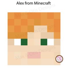 an orange and green face with the words alex from minecraft