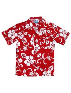 100% Cotton Fabric Open Pointed Folded Collar Genuine Coconut Buttons Machine Wash Cold, Cool Iron Colors: Royal Navy, Red Sizes: 1 - 14 Made in Hawaii - USA Boys Hawaiian Shirt, Hawaiian Dresses, Tropical Floral Pattern, White Hibiscus, Hawaiian Outfit, Tropical Shirts, Rayon Shirt, Wedding Shirts, Hawaiian Dress