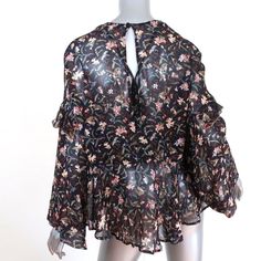 Gently worn. Great condition. No flaws. Retails for $345! Zara Cardigan, Black Floral Print, Sneakers White, Silk Printing, Black Floral, Printed Cotton, Kimono Top, Sleeve Blouse, Long Sleeve Tops