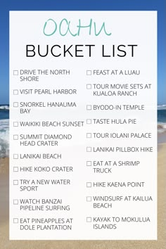 the beach bucket list with text overlay