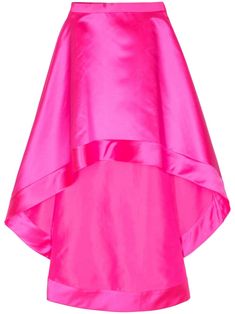 hot pink satin finish high-waisted elasticated waistband concealed side zip fastening mid-length high-low hem High Low Skirt, Versace Outfit, Satin Midi Skirt, Satin Skirt, Satin Material, Cynthia Rowley, Pink Satin, Independent Designers Fashion, Badger