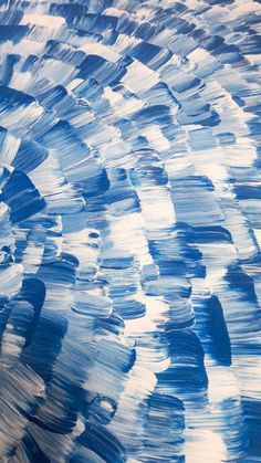 an abstract painting with blue and white colors