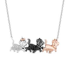 Cute Aristocats Kittens Charm Necklace / Diamond 14K Three Tone Gold Over Pendant / Girls Cat Gift Pendant / Silver Necklace with Free Chain ------------------------------------------------------------------------------------------------------------------------------------- THE KITTENS NECKLACE ✨ Metal: High Quality Solid 925 Sterling Silver ✨ Metal Finish: Two Tone Gold Finish STONE DETAIL  * Stone: Diamond * Stone Shape: Round * Stone Color: White & White * Stone Creation: Lab-Created  * All our jewelry is custom made by hand with Love and Care in our workshop ♥ * Free Engrave & Gift Box * Stone Customization Available ------------------------------------------------------------------------------------------------------------------------------------- ✪ CUSTOM SERVICE -  Have your own des Silver Cat Pendant, Whimsical Necklace, Disney Treasures, The Aristocats, Sterling Silver Cat, Cat Pendant, Kay Jewelers, Cat Pendants, Charm Pendant Necklace