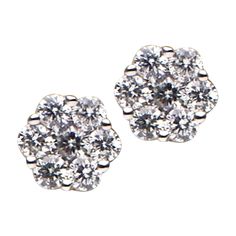 These beautiful diamond cluster earrings are made from 1.4 grams of 14k white gold. There are 2 larger diamonds in the centers that total 0.15 carats and they are surrounded by 12 smaller diamonds totaling 0.44 carats. These earrings have a post and push-back with an extra notch for security. Cluster Earrings Studs, Diamond Cluster Earrings, Earrings Studs, Cluster Earrings, Diamond Cluster, Diamond Earrings, Jewelry Earrings, Diamonds, White Gold