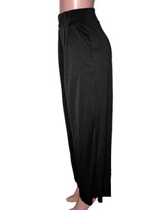 Black Pocketed Wide Leg Casual Pants Black Stretch Ankle-length Dress Pants, Black Loose Fit Ankle-length Dress Pants, Black High Waist Wide Leg Pants With Elastic Waistband, Black Wide Leg Pants With Elastic Waistband For Evening, Black High-waisted Dress Pants With Elastic Waistband, Chic Black Stretch Harem Pants, Black Dress Pants With Elastic Waistband, Elegant Black Wide Leg Pants For Evening, Black Wide-leg Harem Pants For Work