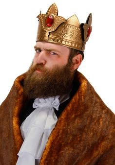 PRICES MAY VARY. Size: Standard Royally majestic: Your presence will command respect and admiration from all with this regal King Crown. Soft and comfortable: Made with soft fabric interior, ensuring a comfortable fit for hours of royalty. Easy to wear: Fastens securely with Hook and Loop fastener tabs on both ends, making it convenient to put on and take off. Exquisite design: Adorned with large red jewels and a gold finish exterior, adding a touch of grandeur to your royal ensemble. Introducin King And Queen Costume, Crown For Men, Gold King Crown, King And Queen Crowns, King's Crown, Fairy Tale Costumes, King Costume, King Crown, Royal King