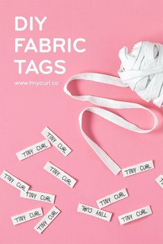 diy fabric tags on a pink background