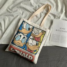 Cartoon Shopping, Duck Tote, Sac Diy, Cotton Bags, Cute Tote Bags