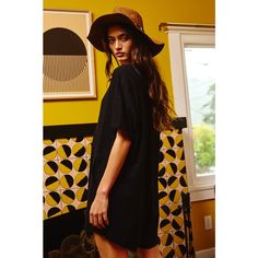 Give them something to talk about with this oversized romper! Oversized Casual Dress For Day Out, Casual Oversized Dresses With Batwing Sleeves, Oversized Summer Loungewear Dress, Oversized Summer Dresses For Loungewear, Trendy Oversized Dresses For Day Out, Casual Summer Dresses With Batwing Sleeves, Casual Fall Dresses With Shirttail Hem, Oversized Summer Dresses With Curved Hem, Casual Fall Dress With Curved Hem