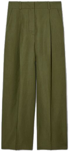 Linen Blend Pants, Woman Silhouette, Dark Khaki, Wide Legs, High Waisted Trousers, Khaki Green, The Floor, Wide Leg Trousers, High Waisted Pants