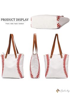 Bird in Bag - I IHAYNER Large Baseball Tote Bag - High-Quality Canvas Sports Printing Utility Top Handle Shoulder Bag for Women - Ideal for Travel, Beach, and Sport - Perfect Gifts Sporty Rectangular Canvas Shoulder Bag, Sporty White Shoulder Bag, White Sports Bag With Adjustable Strap, Sporty Large Capacity Canvas Bag, Large Capacity Rectangular Bags For Sports Events, White Tote Bags For Sports Events, White Tote Bag For Sports Events, Sporty Rectangular Canvas Bag, Sporty White Shoulder Bag With Large Capacity